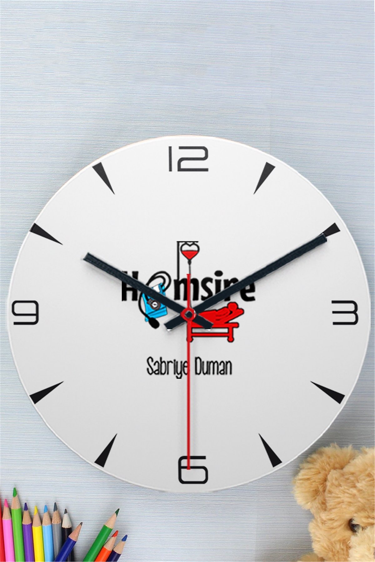 Hemşire Ahşap Duvar Saati