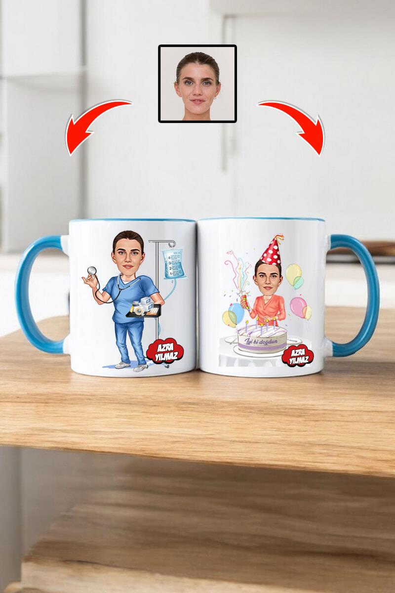 Hemşireye Doğum Günü Hediyesi Karikatürlü Kupa Bardak