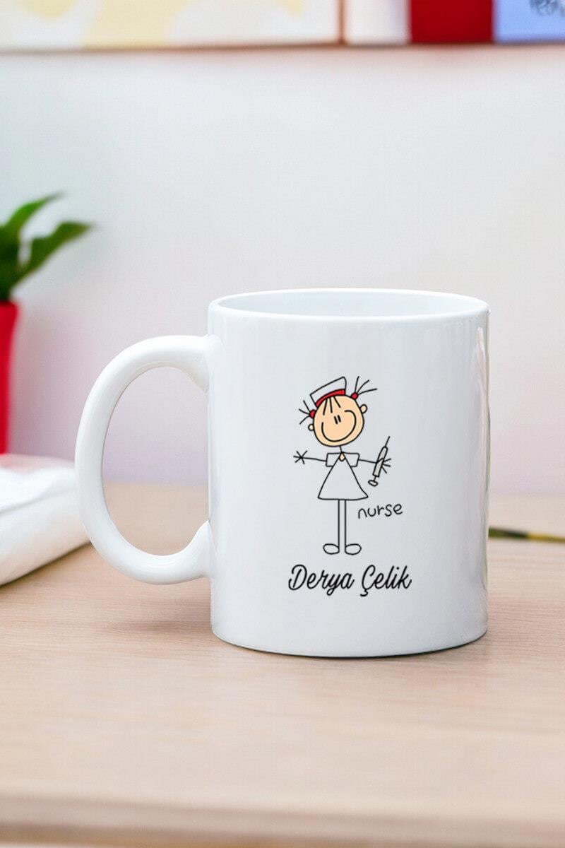 Hemşireye Hediye Hemşire Karikatürü Beyaz Kupa Bardak