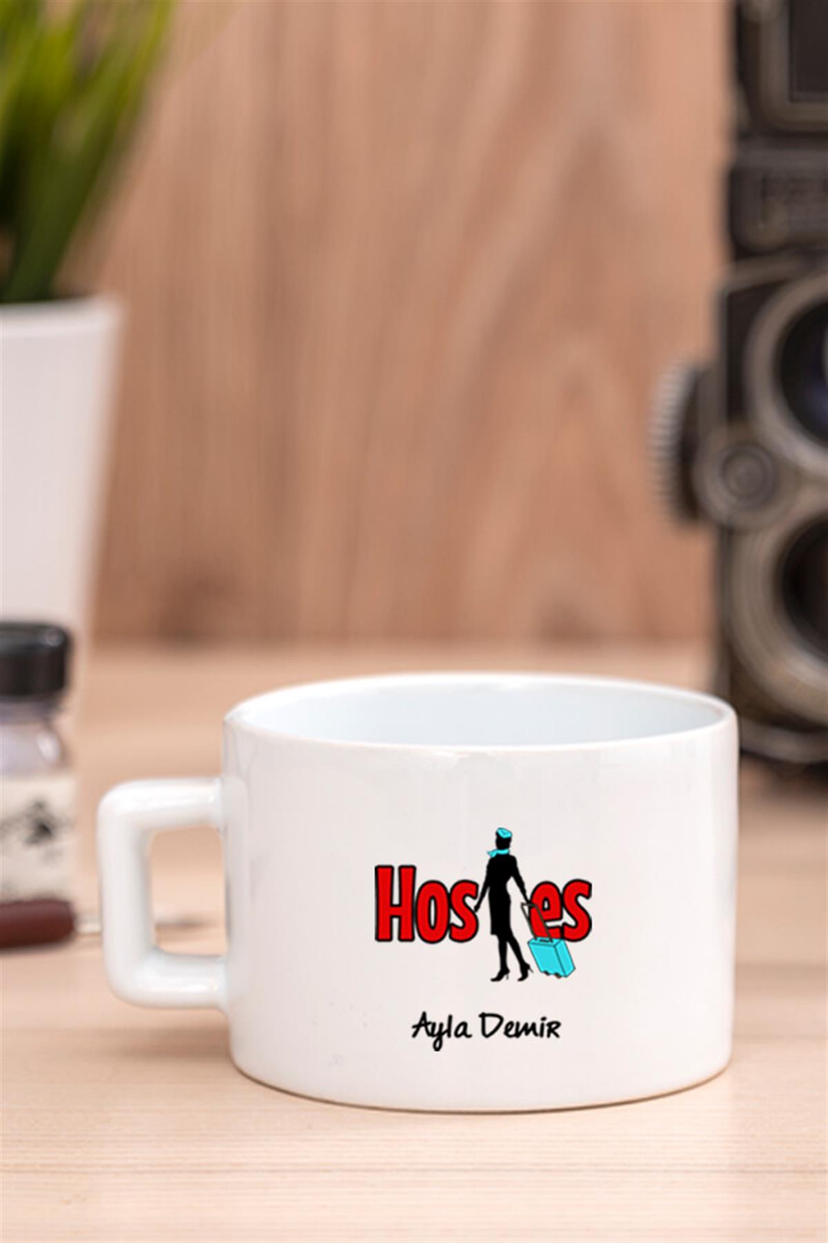 Hosteslere Hediye Kalp Kaşıklı Ahşap Altlıklı Fincan
