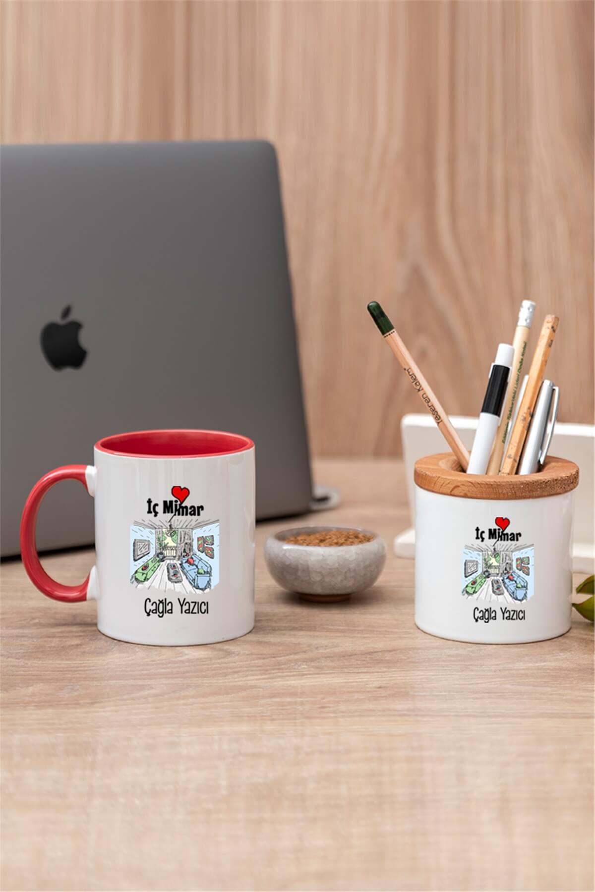 İç Mimar Renkli Kupa Bardak ve Kalemlik