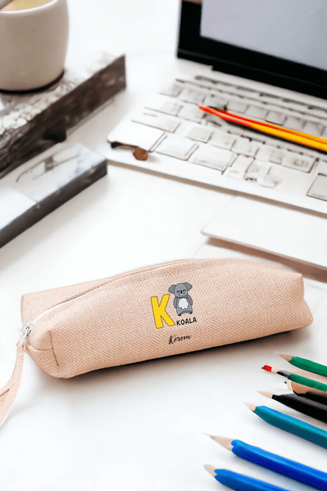 İngilizce Öğreniyorum Çocuklara Özel Baş Harfli Keten Bez Kalemlik