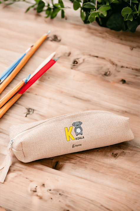 İngilizce Öğreniyorum Çocuklara Özel Baş Harfli Keten Bez Kalemlik