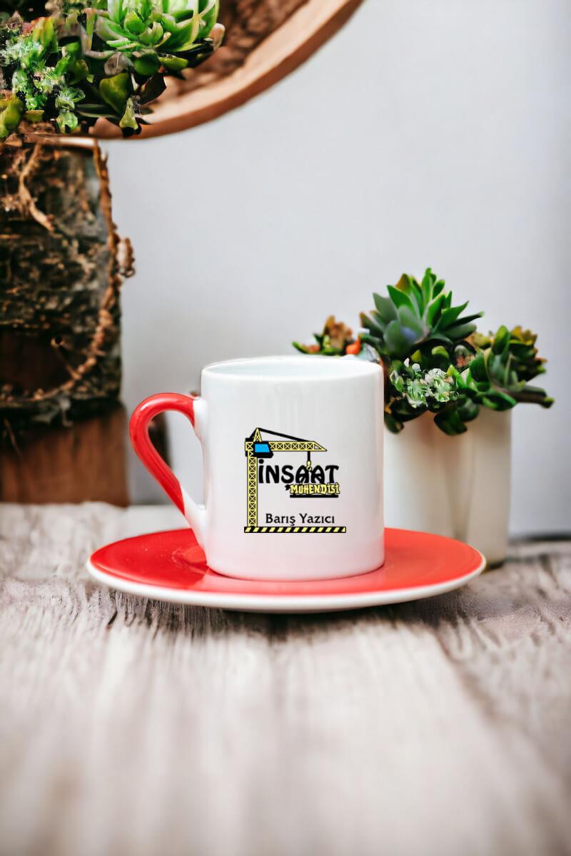 İnşaat Mühendisi Renkli Türk Kahvesi Fincanı