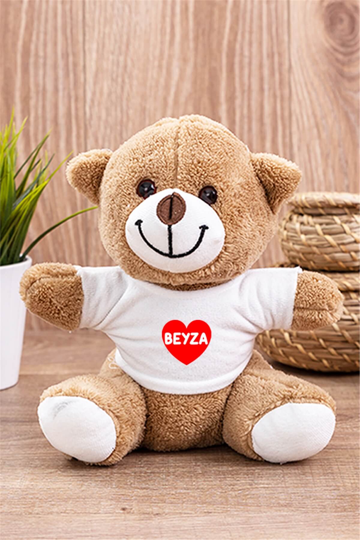 İsim Yazılı Kırmızı Kalpli Peluş Ayıcık