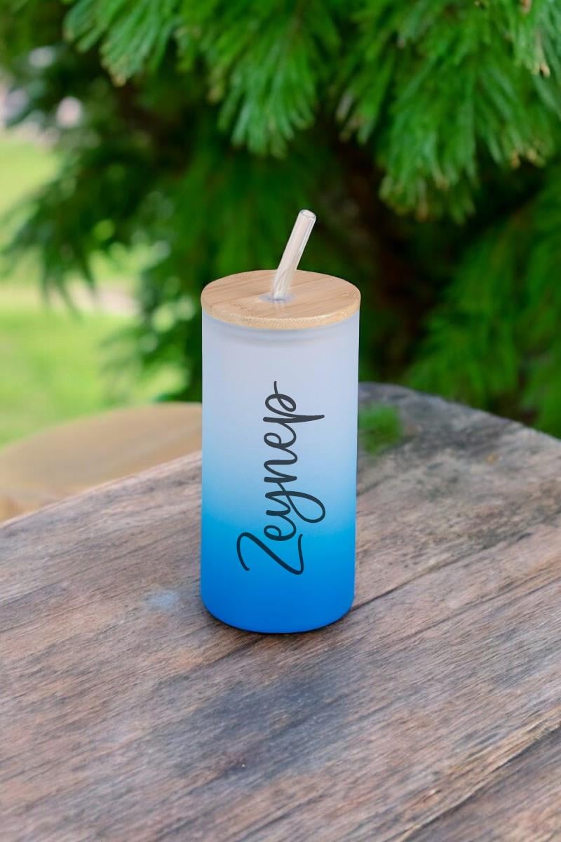 İsme Özel Pipetli Buzlu Cam Bardak