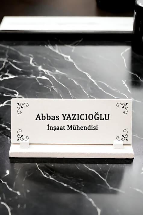 İsme Özel Ünvanlı Kişiye Özel Taş Masa İsimliği