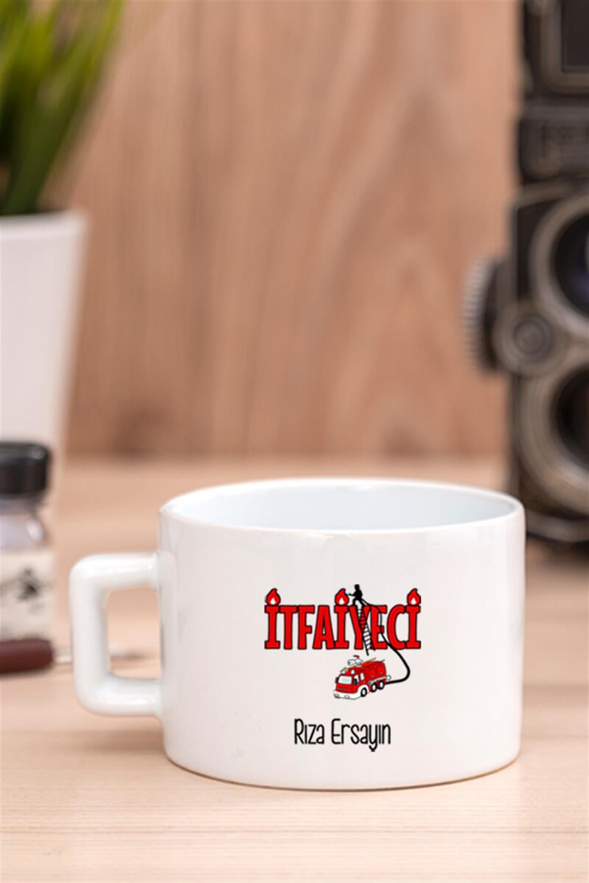 İtfaiyeci Ahşap Altlıklı Fincan