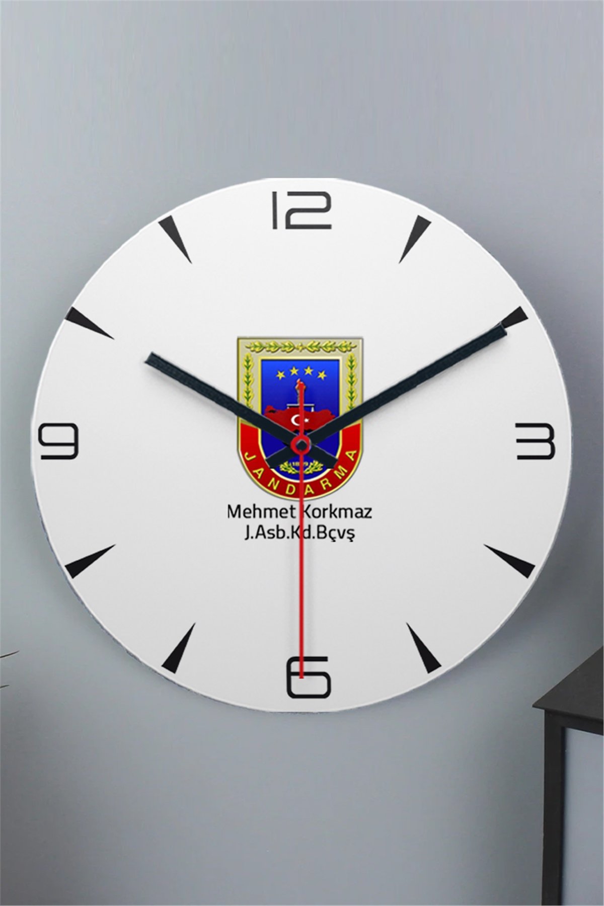Jandarma Logolu Ahşap Duvar Saati