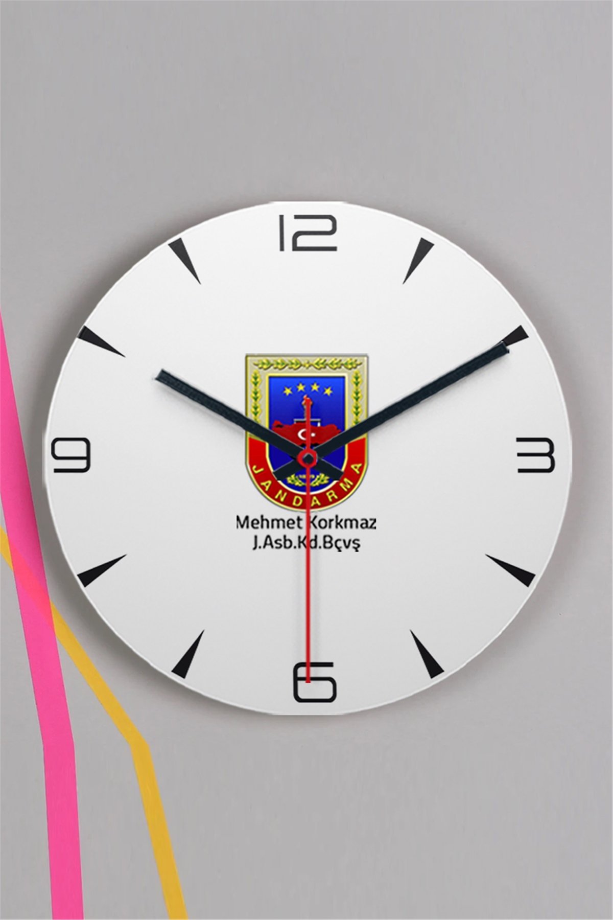 Jandarma Logolu Ahşap Duvar Saati