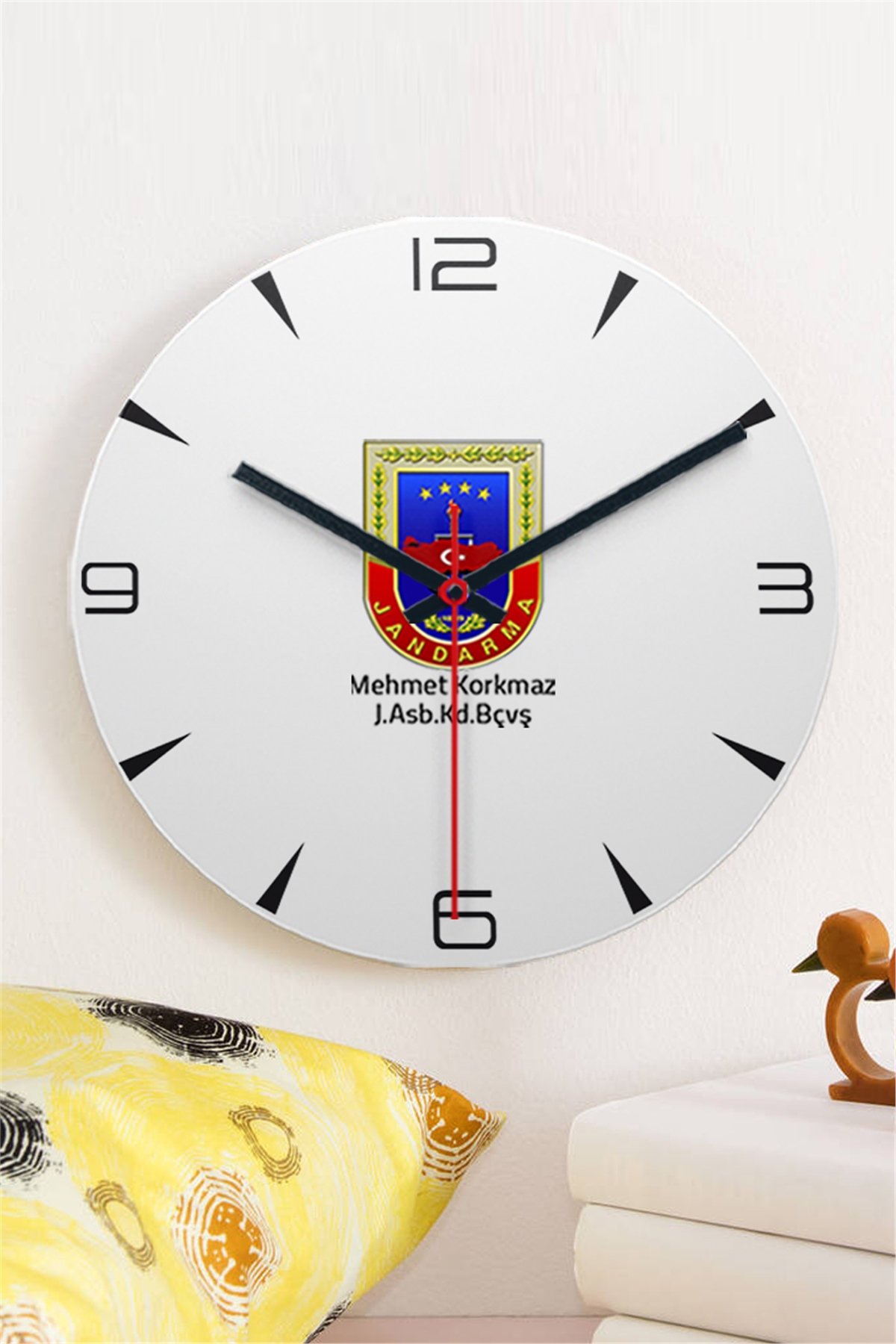 Jandarma Logolu Ahşap Duvar Saati