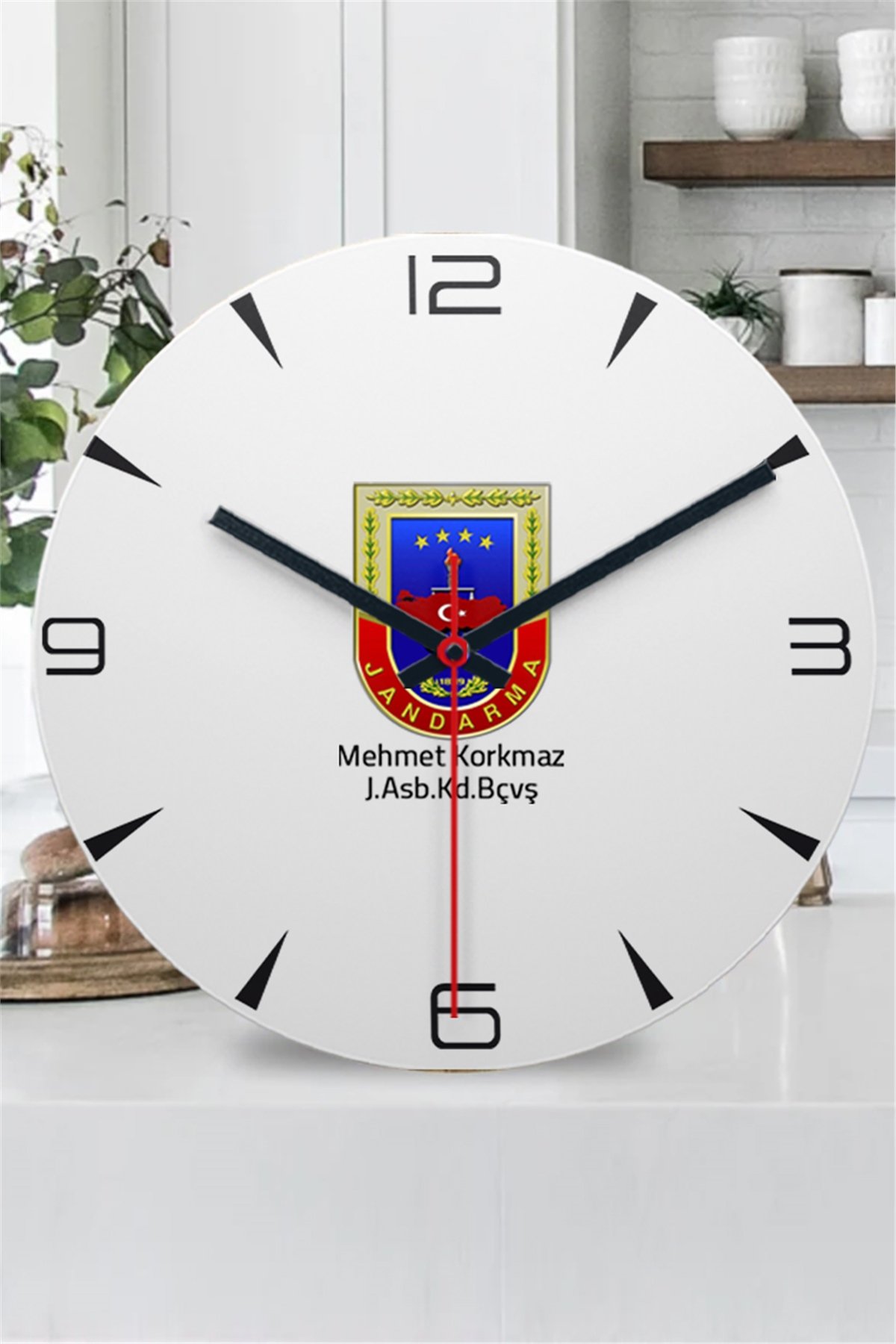 Jandarma Logolu Ahşap Duvar Saati