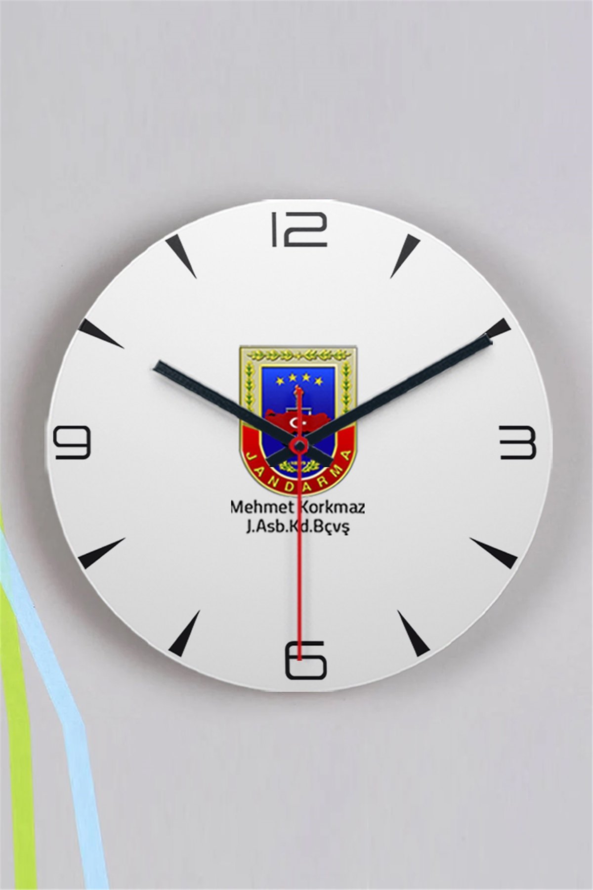 Jandarma Logolu Ahşap Duvar Saati