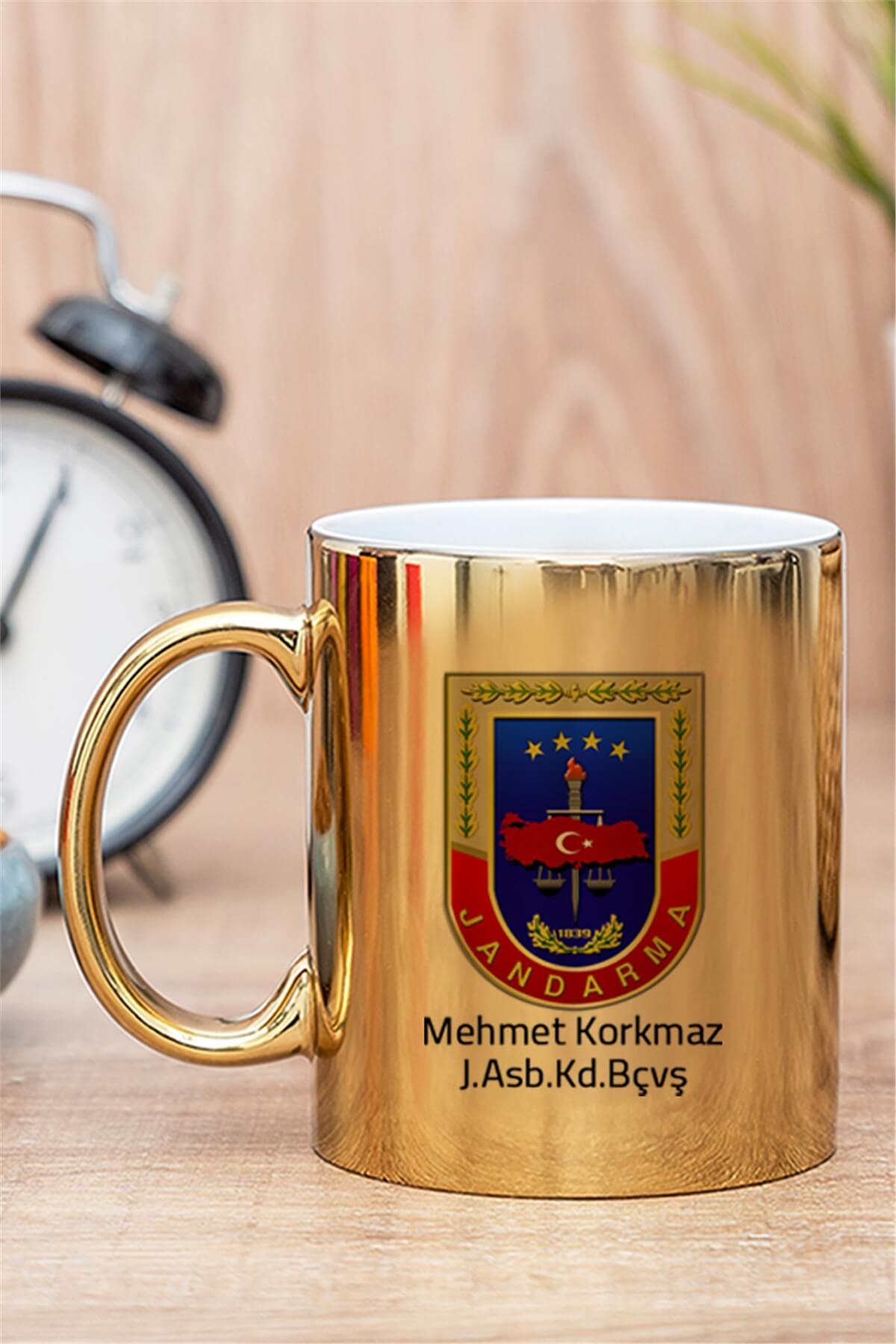 Jandarma Logolu Gold - Silver Kupa Bardak