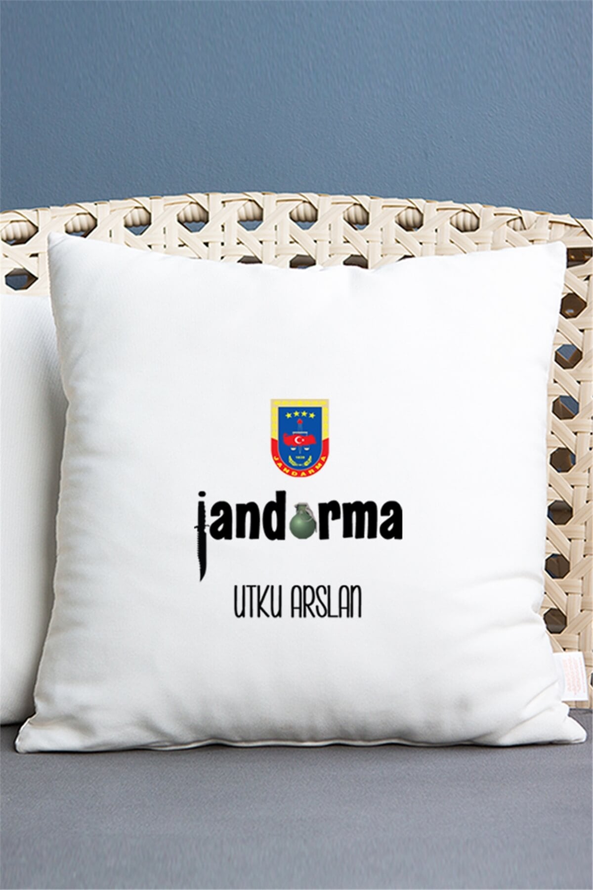 Jandarma Saten Kare Yastık