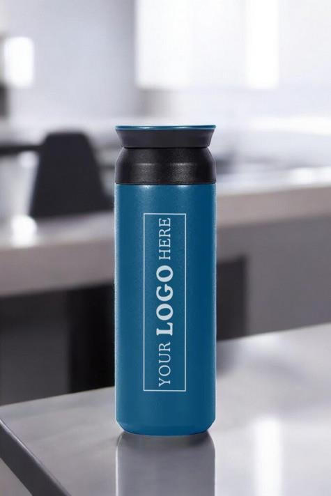 Japon Tarzı 500ml Süzgeçli Mavi Promosyon Çelik Termos