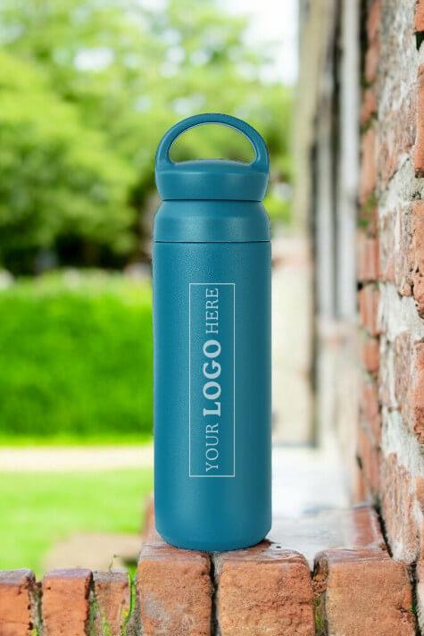 Japon Tarzı 500ml Tutacaklı ve Süzgeçli Mavi Promosyon Çelik Termos