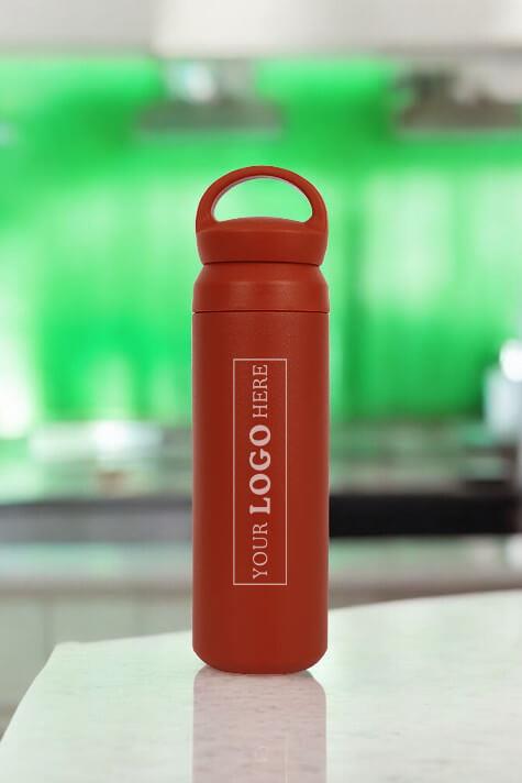 Japon Tarzı 500ml Tutacaklı ve Süzgeçli Kırmızı Promosyon Çelik Termos