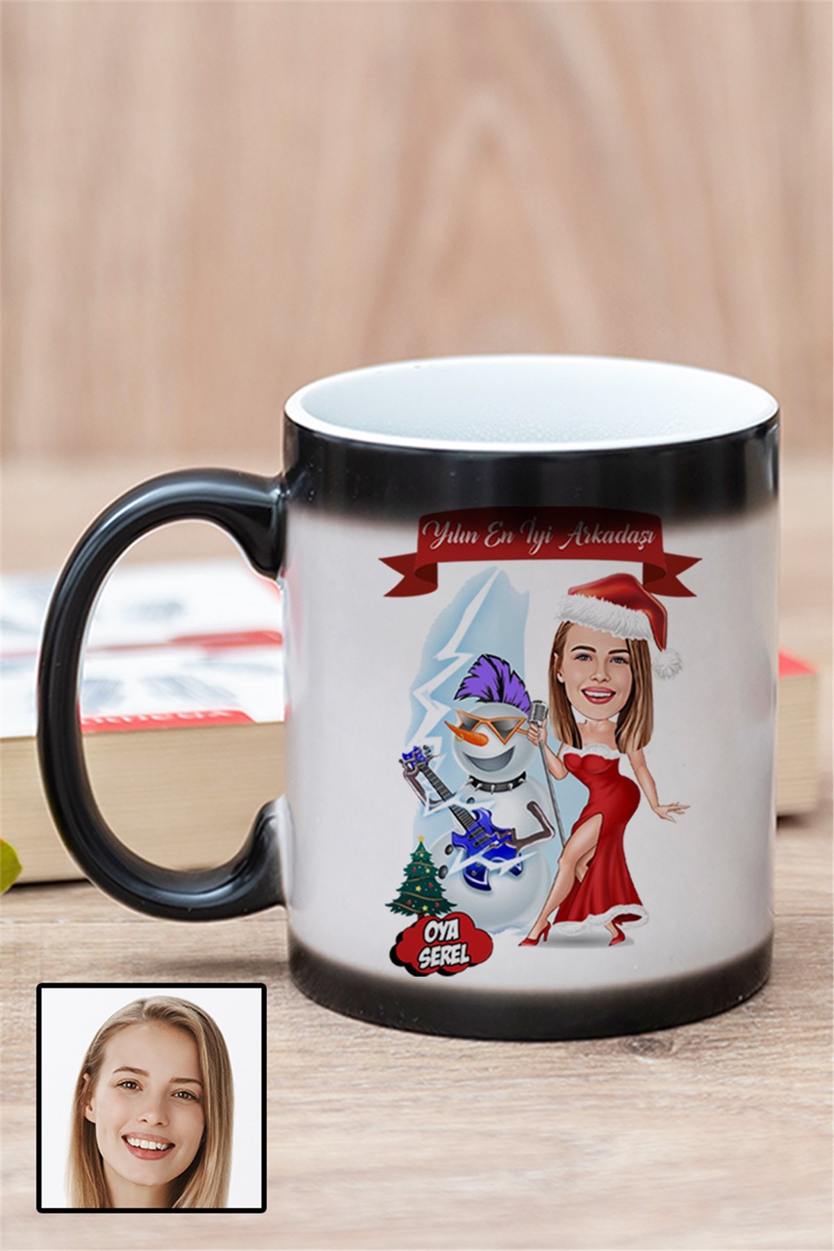 Kadın Arkadaşa Yılbaşı Hediyesi Karikatürlü Sihirli Kupa Bardak