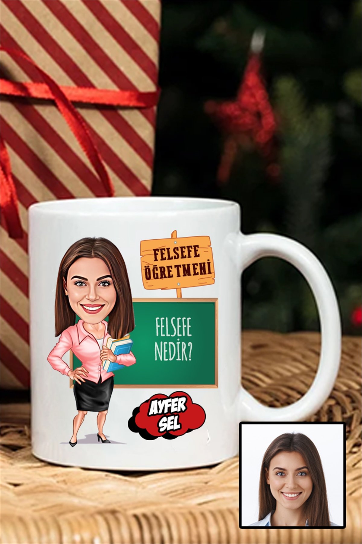 Kadın Felsefe Öğretmenine Hediye Karikatürlü Beyaz Kupa Bardak