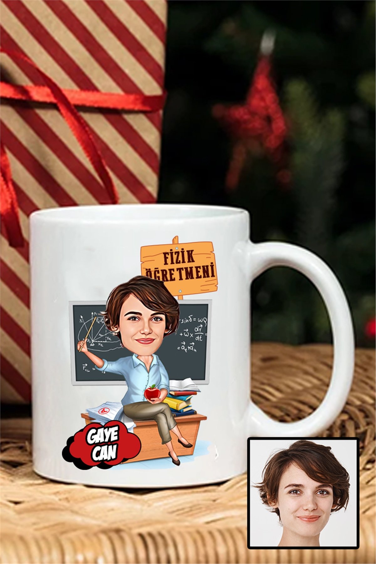 Kadın Fizik Öğretmenine Hediye Karikatürlü Beyaz Kupa Bardak
