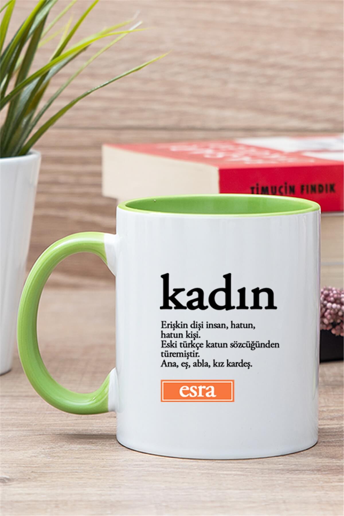 Kadın Kelime Anlamı İçi Renkli Kupa Bardak