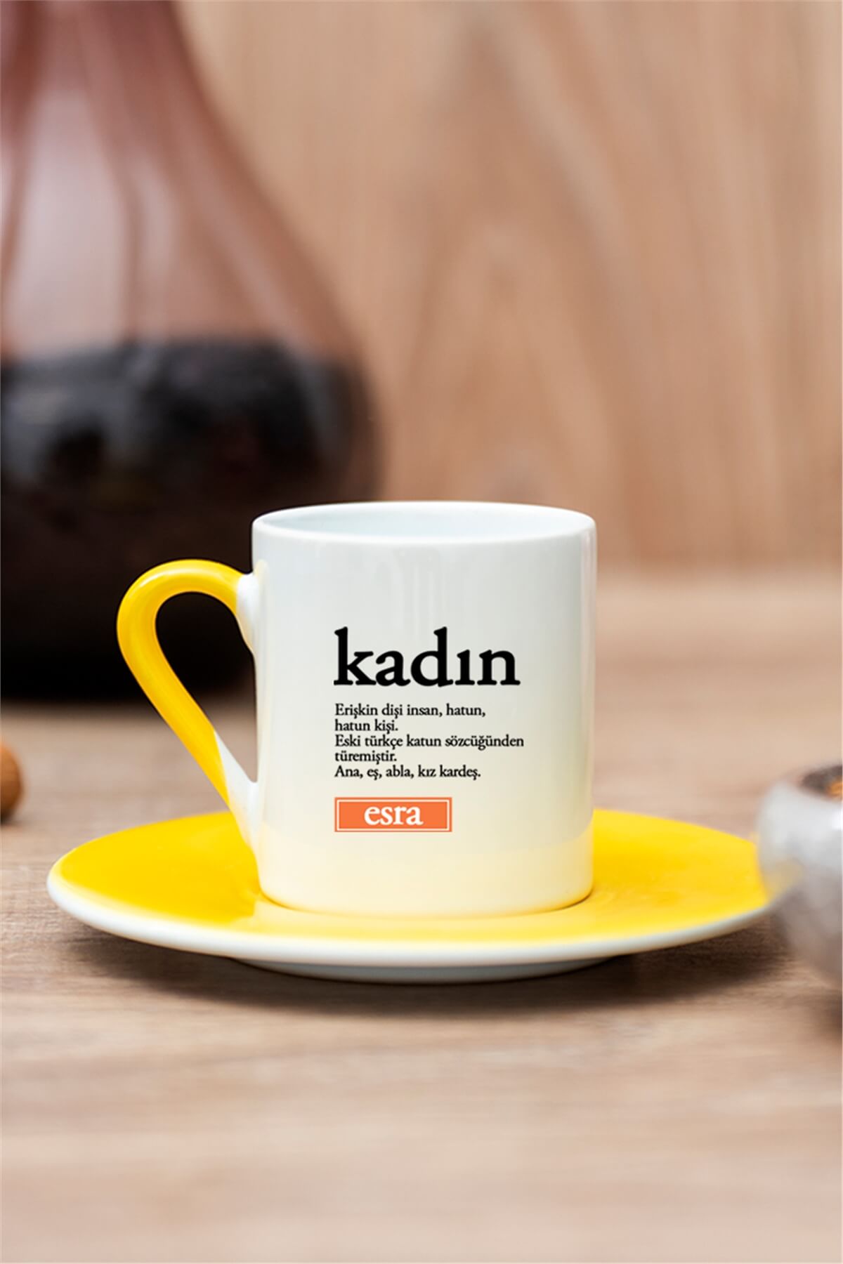 Kadın Kelime Anlamı Renkli Türk Kahvesi Fincanı