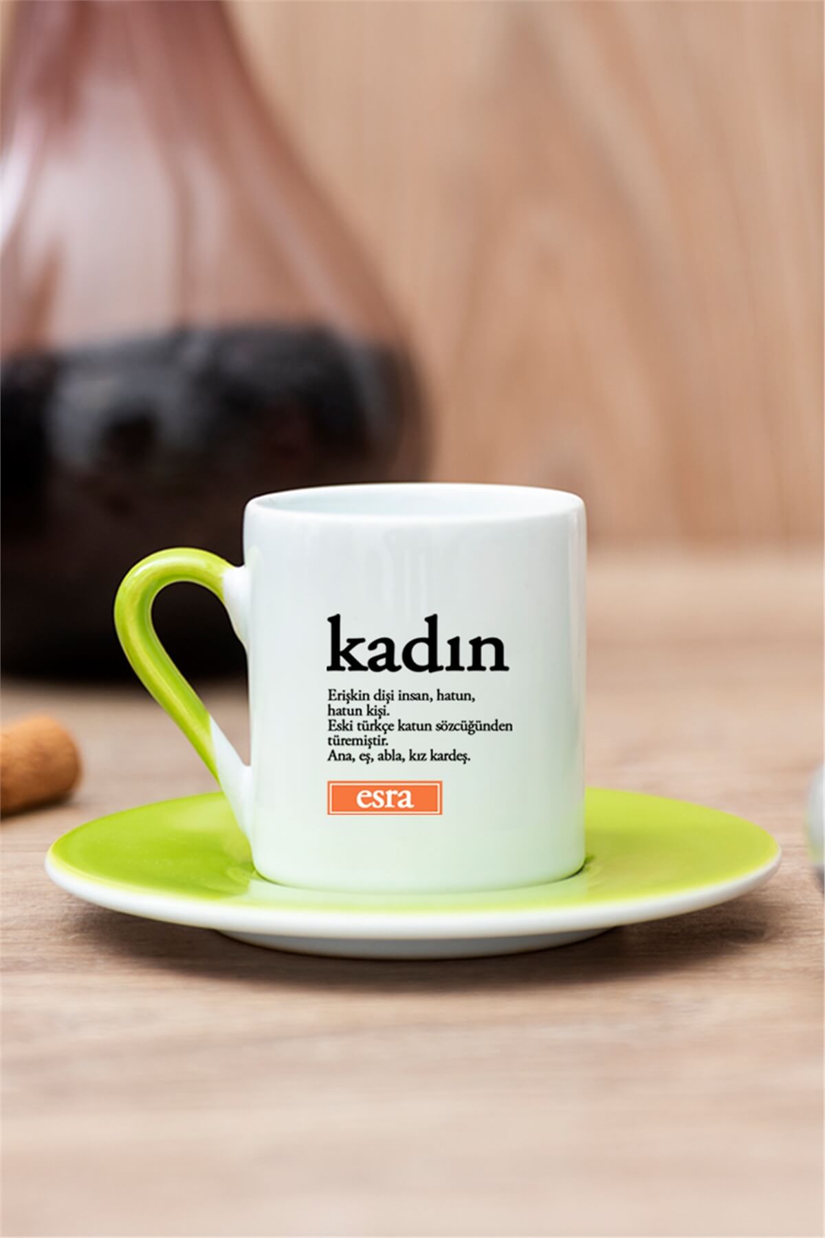 Kadın Kelime Anlamı Renkli Türk Kahvesi Fincanı
