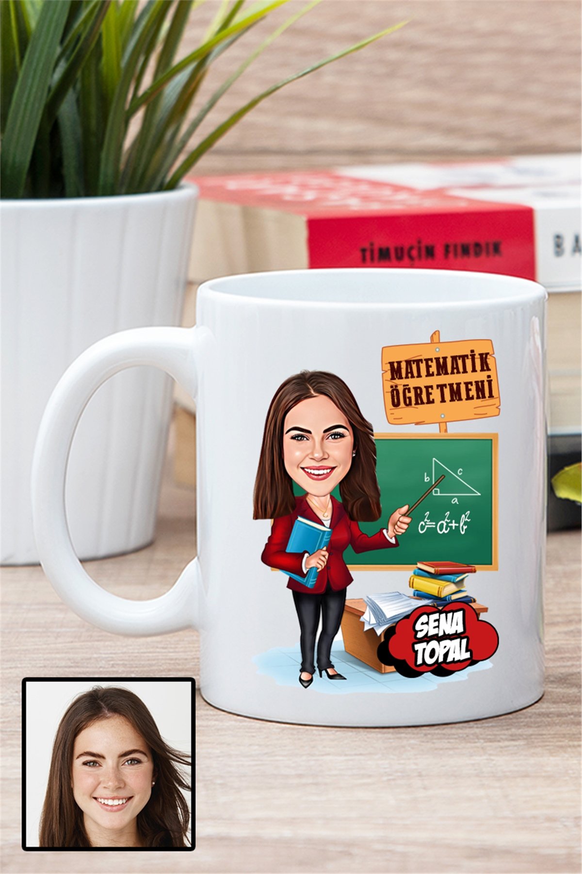 Kadın Matematik Öğretmenine Hediye Karikatürlü Beyaz Kupa Bardak