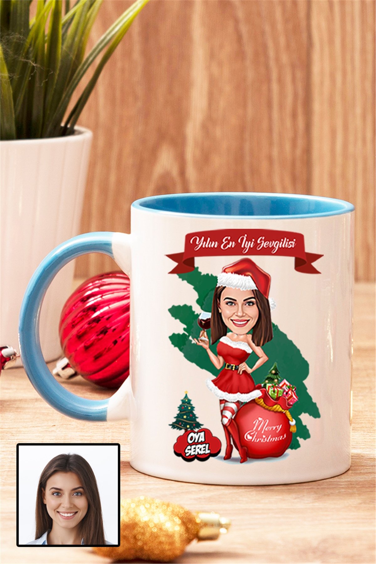 Kadın Sevgiliye Yılbaşı Hediyesi Karikatürlü Renkli Kupa Bardak