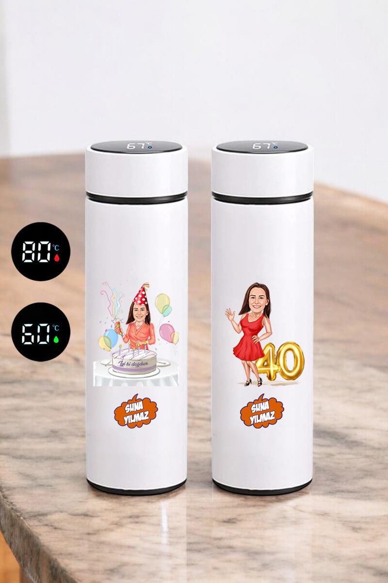 Kadına Doğum Günü Hediyesi Karikatürlü Termos Bardak
