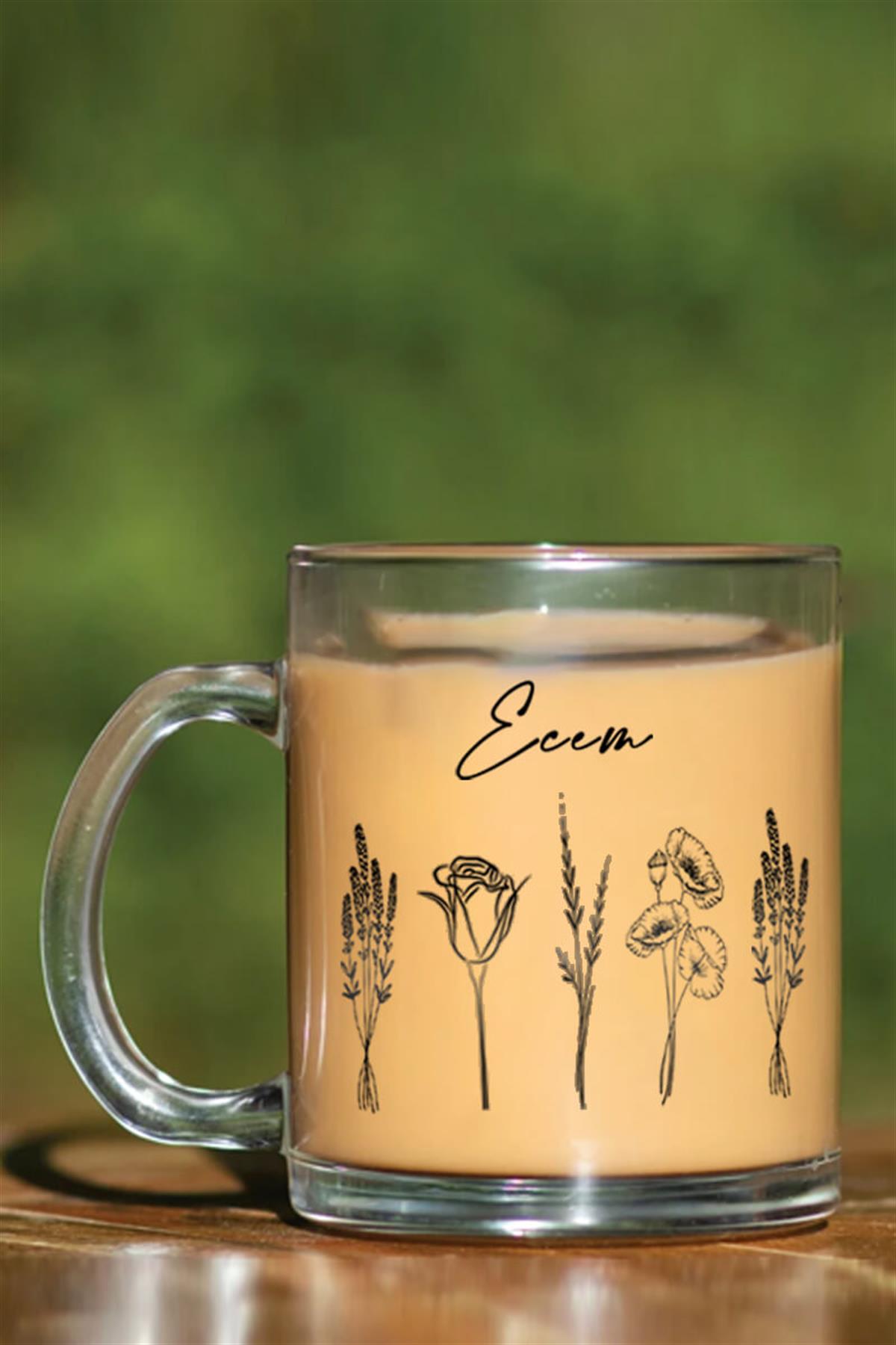 Kadına Hediye Minimal Tasarım Cam Kahve Kupası