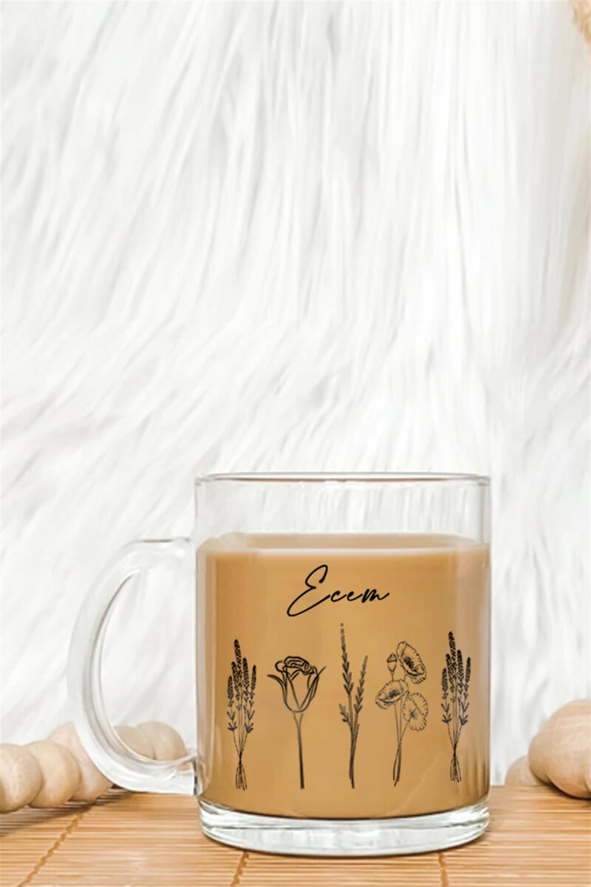 Kadına Hediye Minimal Tasarım Cam Kahve Kupası