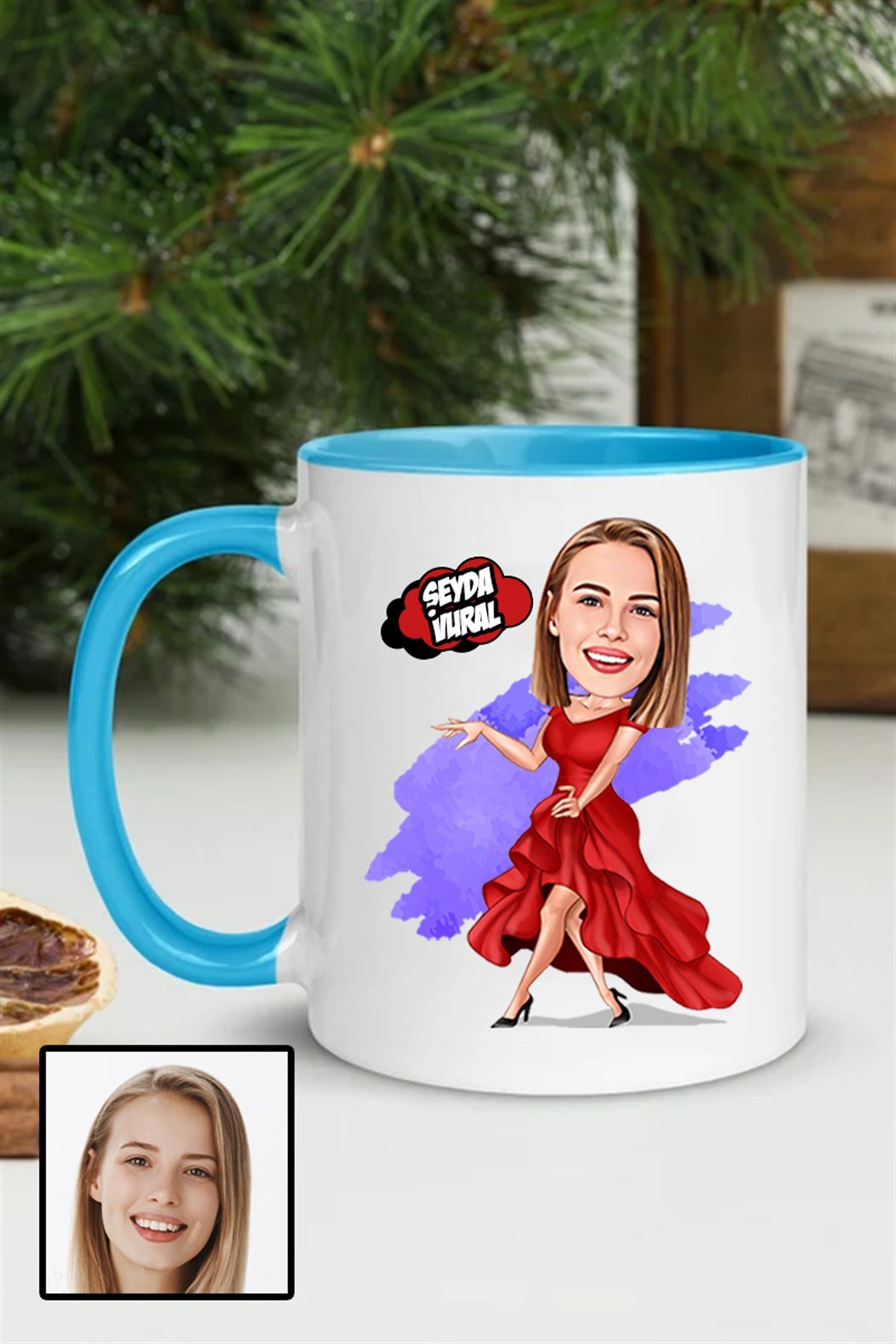 Kadına Özel Hediye Karikatürlü İçi Renkli Kupa Bardak