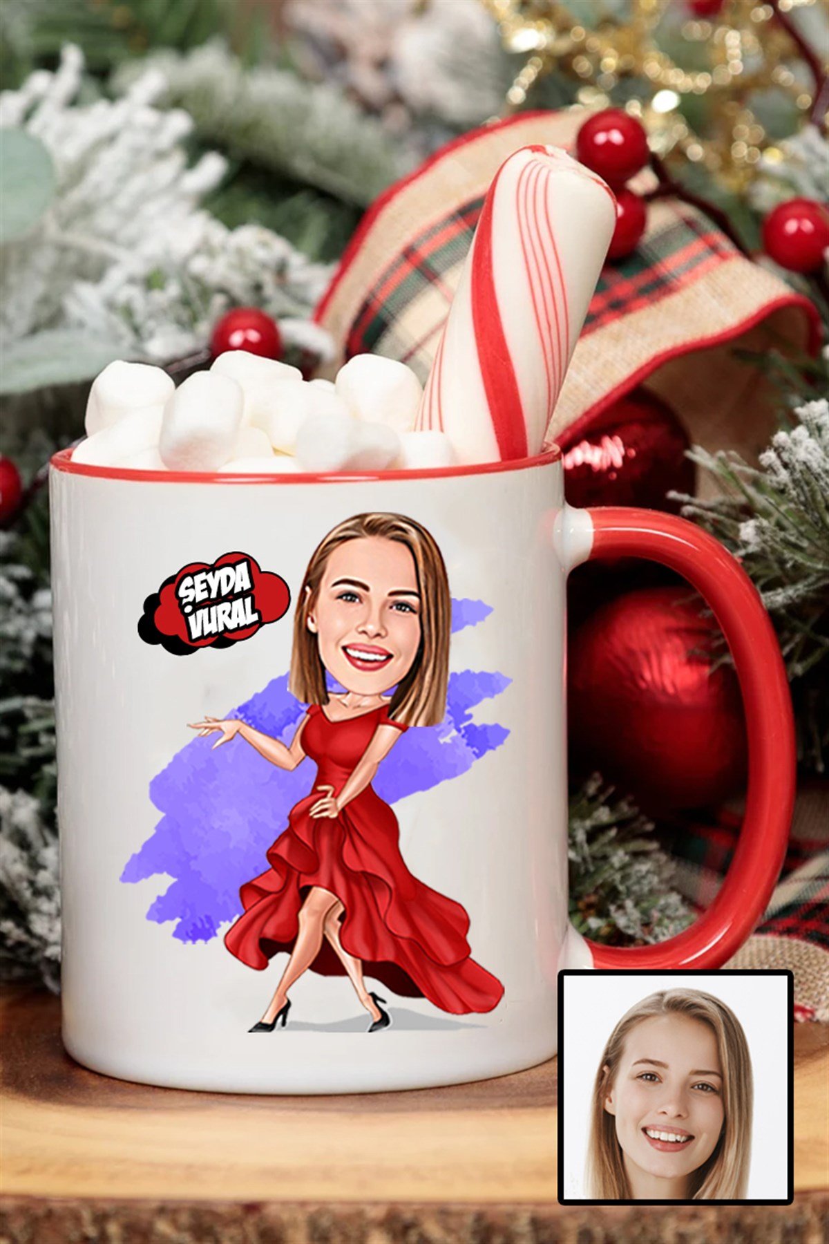 Kadına Özel Hediye Karikatürlü İçi Renkli Kupa Bardak