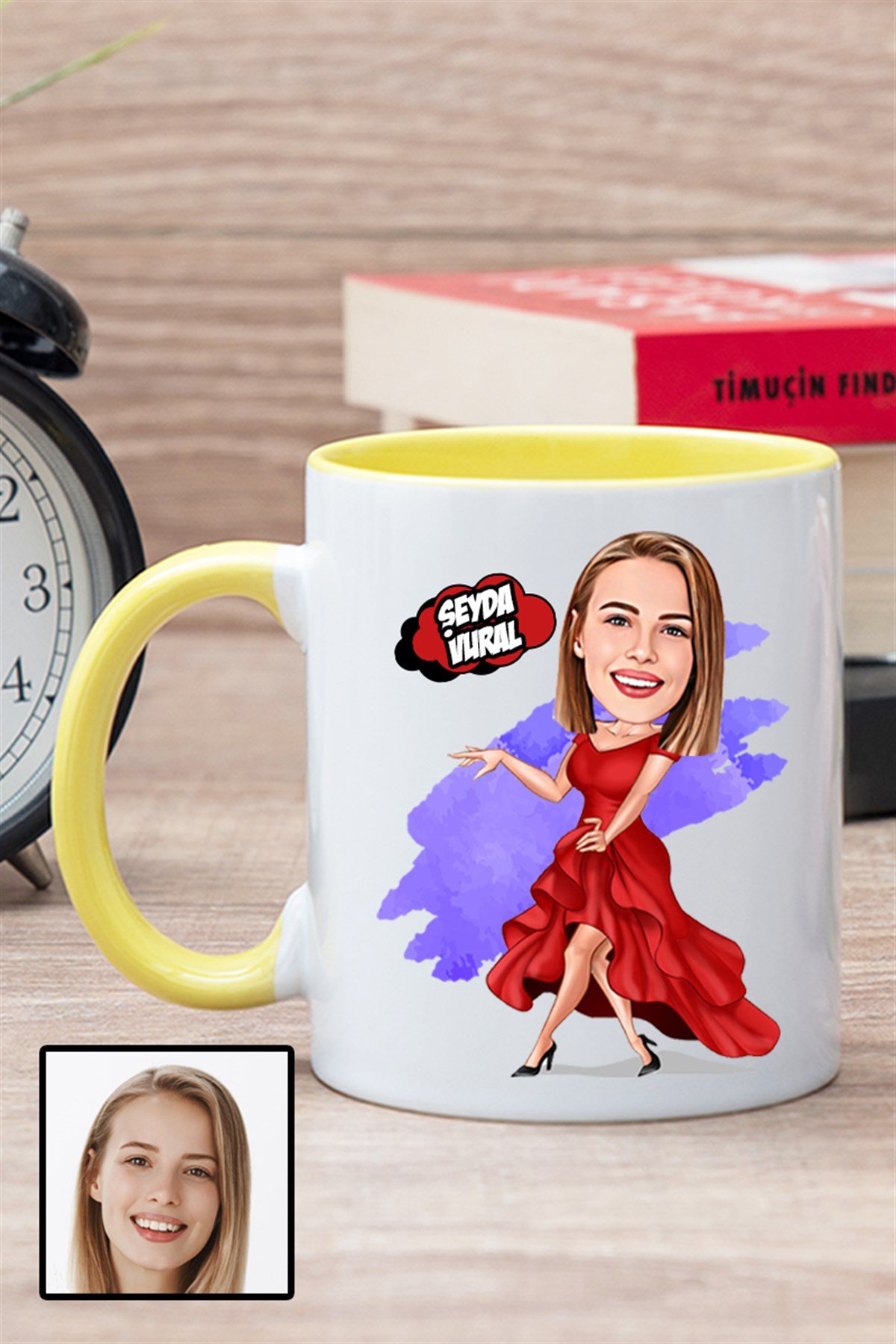 Kadına Özel Hediye Karikatürlü İçi Renkli Kupa Bardak