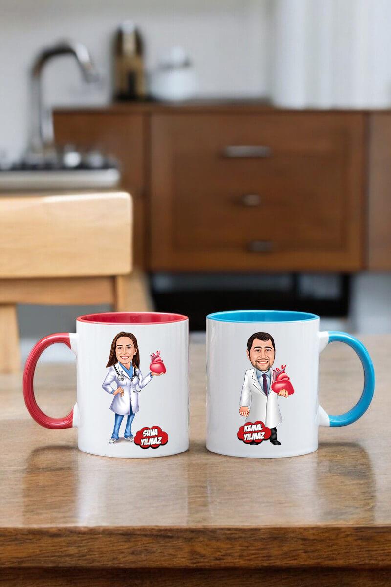 Kalp Doktoruna Hediye Kişiye Özel Karikatürlü Kupa Bardak