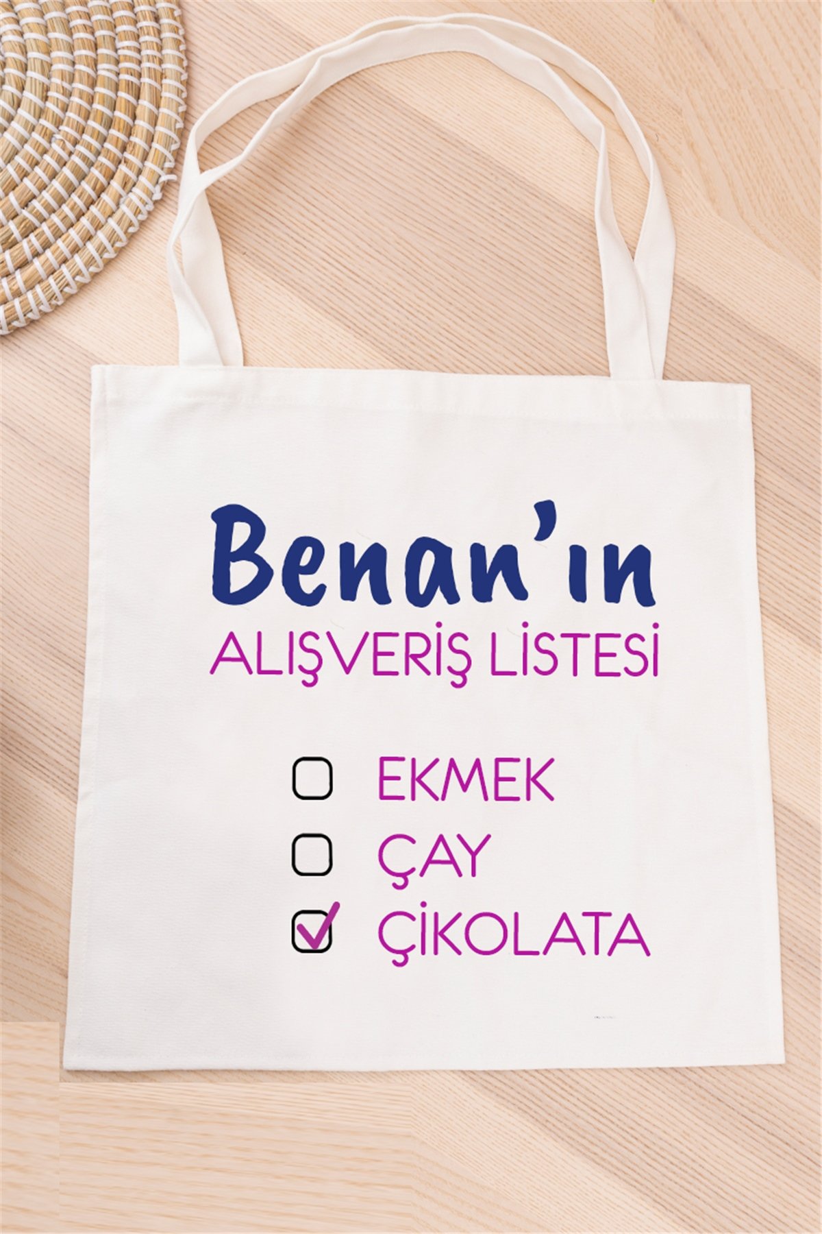 Kişiye Özel Alışveriş Listesi Bez Çanta