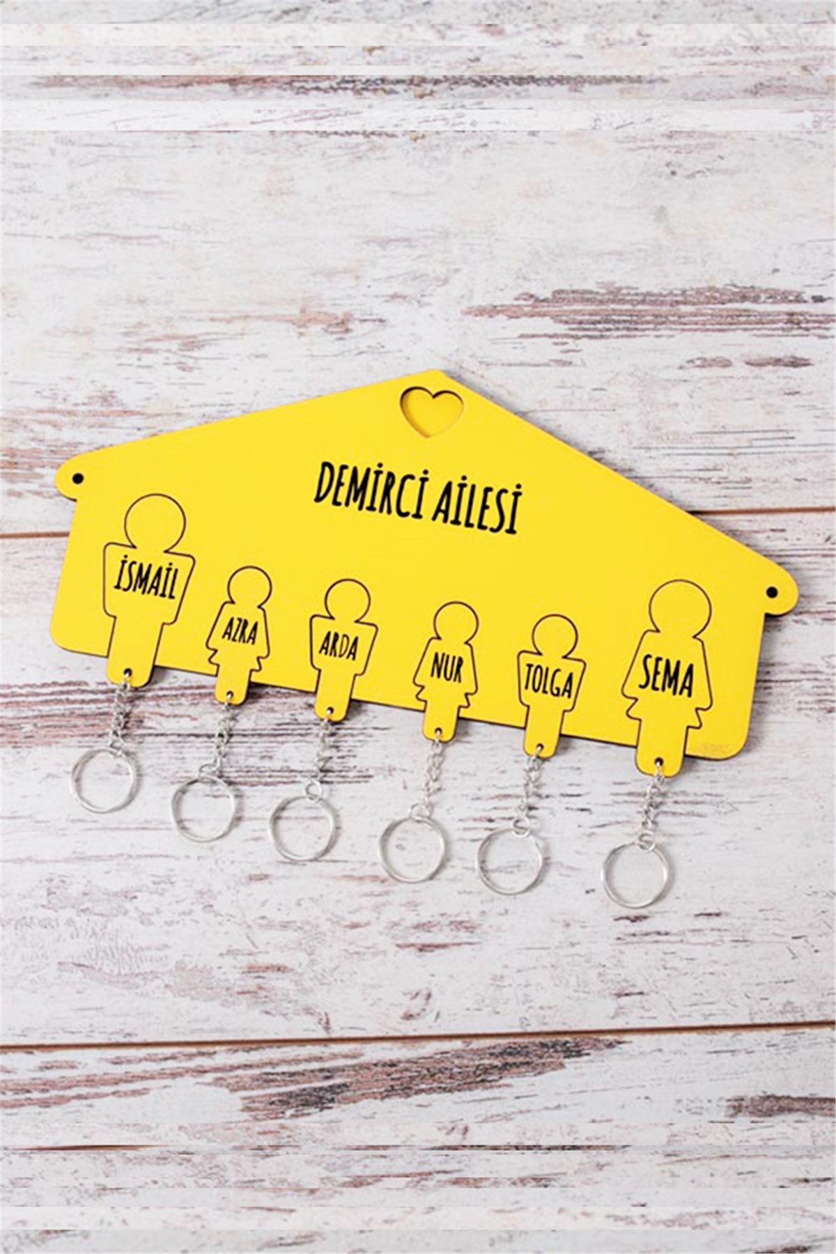 Kişiye Özel Altı Anahtarlıklı Renkli Anahtarlık Askısı