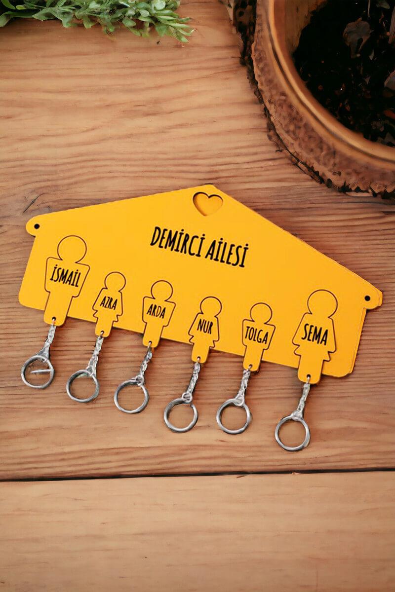 Kişiye Özel Altı Anahtarlıklı Renkli Anahtarlık Askısı