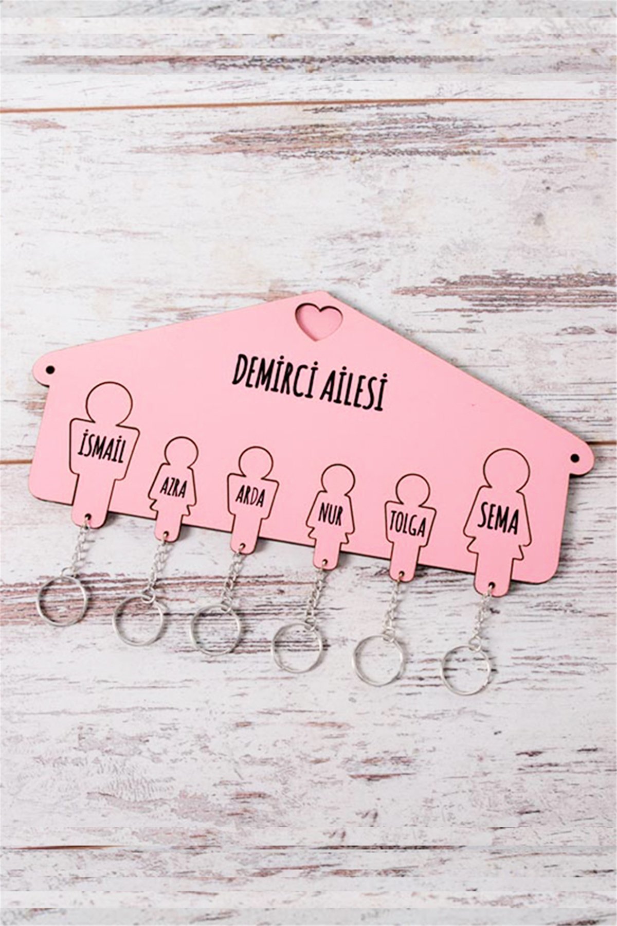 Kişiye Özel Altı Anahtarlıklı Renkli Anahtarlık Askısı