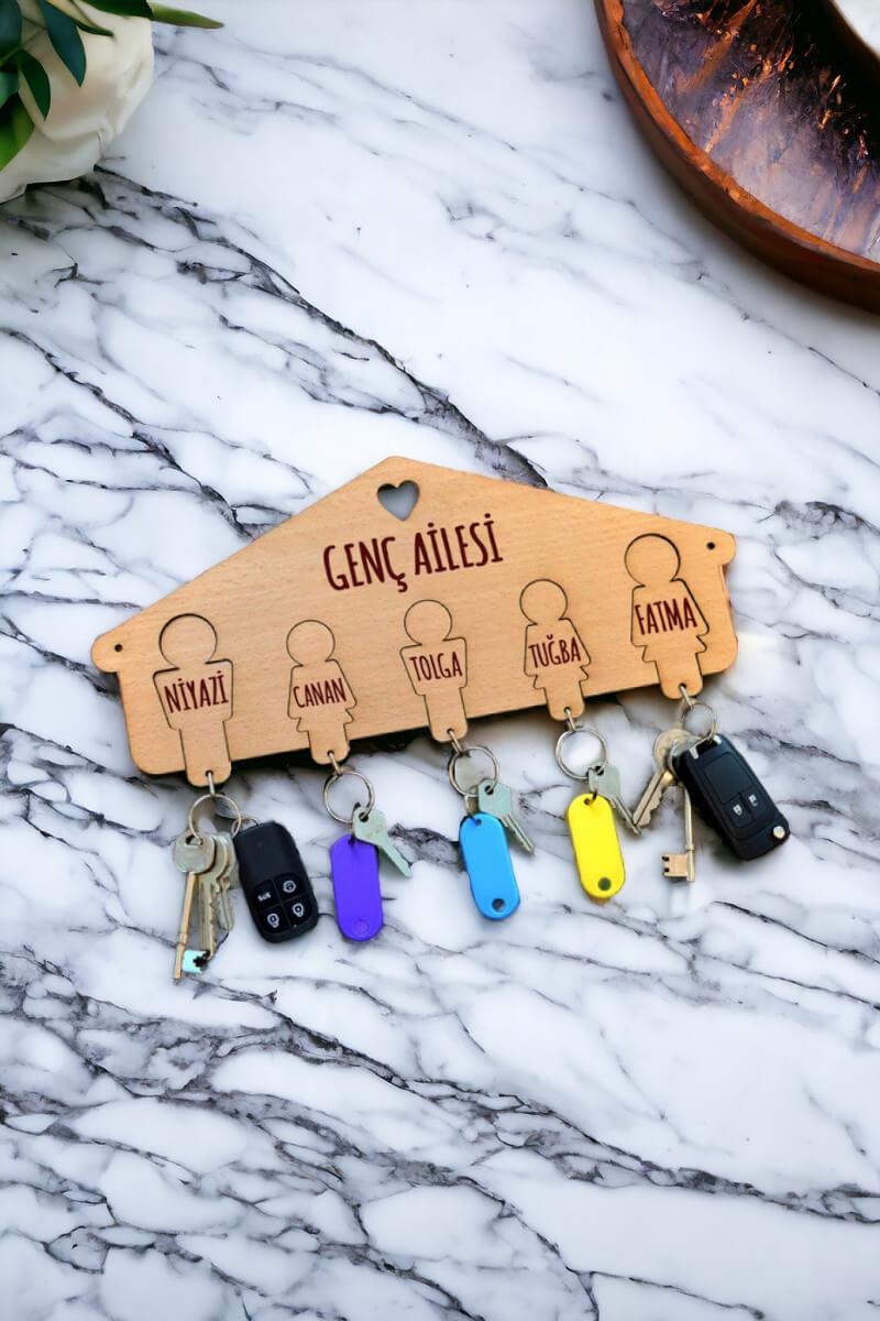Kişiye Özel Beş Anahtarlıklı Anahtarlık Askısı
