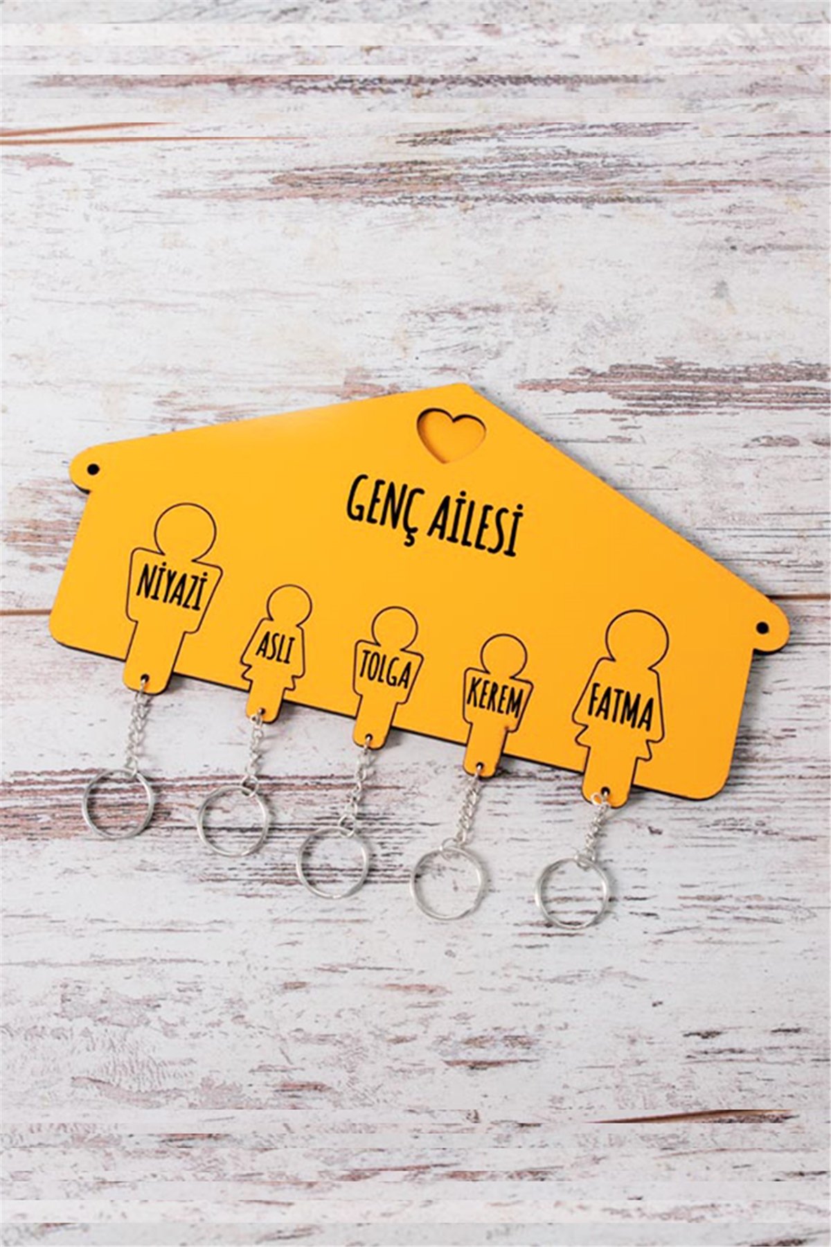 Kişiye Özel Beş Anahtarlıklı Renkli Anahtarlık Askısı