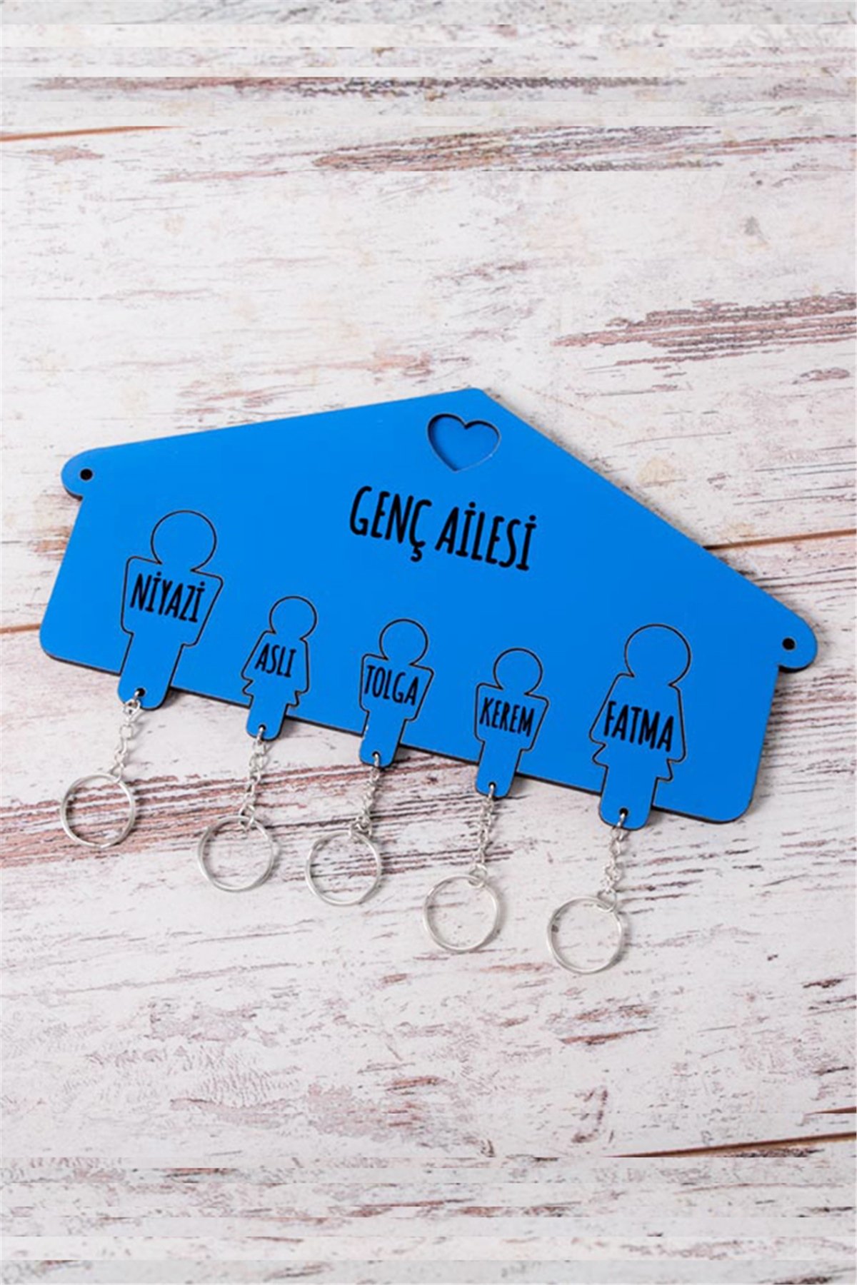 Kişiye Özel Beş Anahtarlıklı Renkli Anahtarlık Askısı