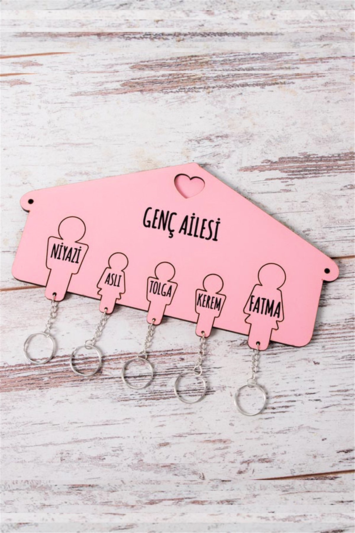 Kişiye Özel Beş Anahtarlıklı Renkli Anahtarlık Askısı