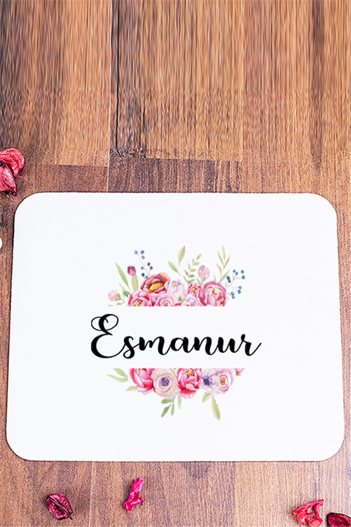 Kişiye Özel Çiçek Çerçeveli İsimli Mouse Pad