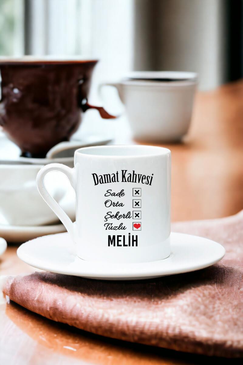 Kişiye Özel Damat Beyaz Türk Kahvesi Fincanı