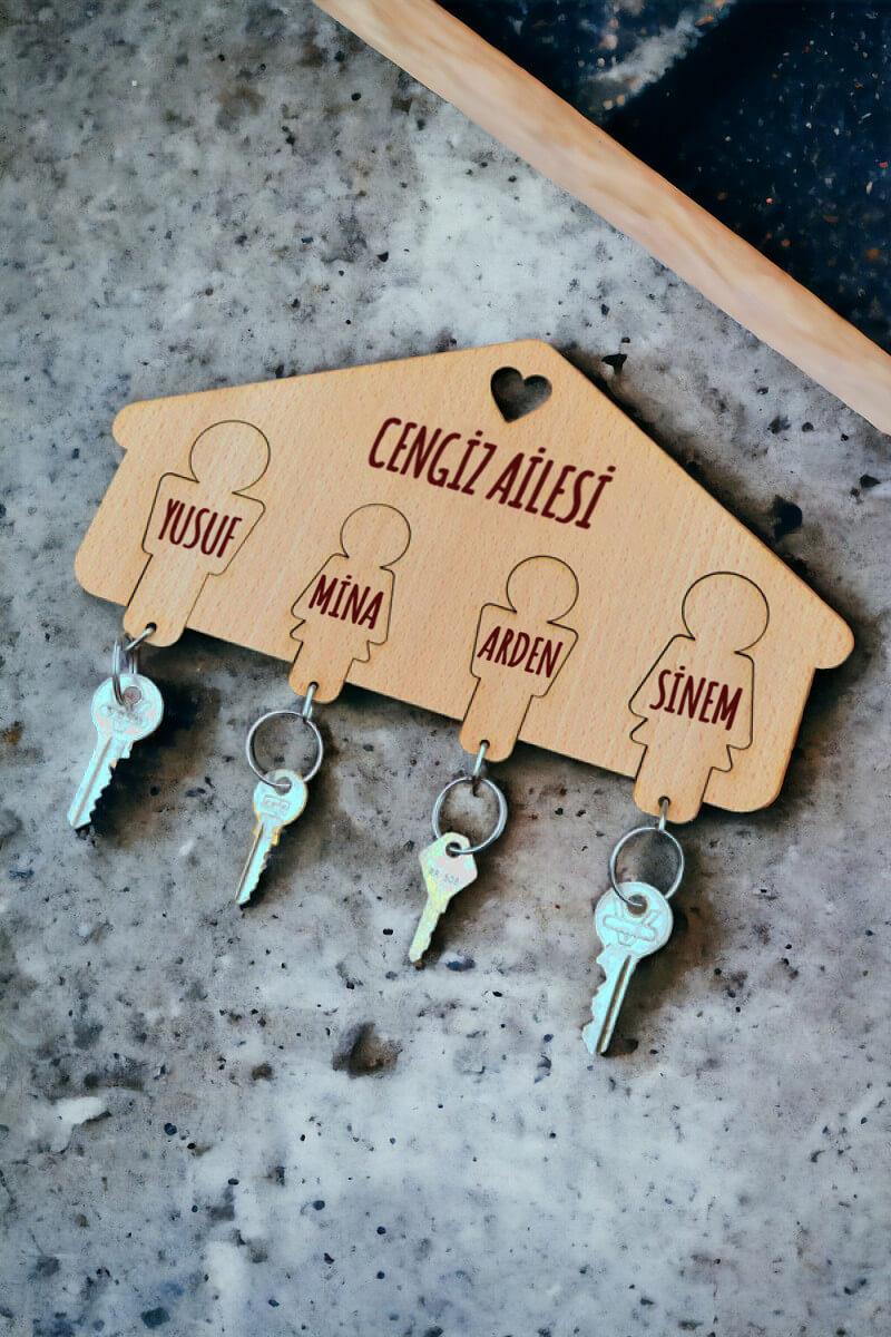 Kişiye Özel Dört Anahtarlıklı Anahtarlık Askısı