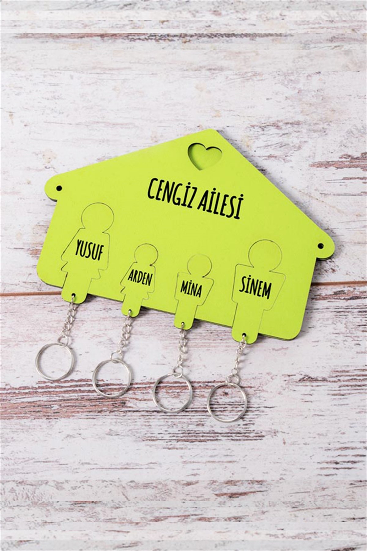 Kişiye Özel Dört Anahtarlıklı Renkli Anahtarlık Askısı