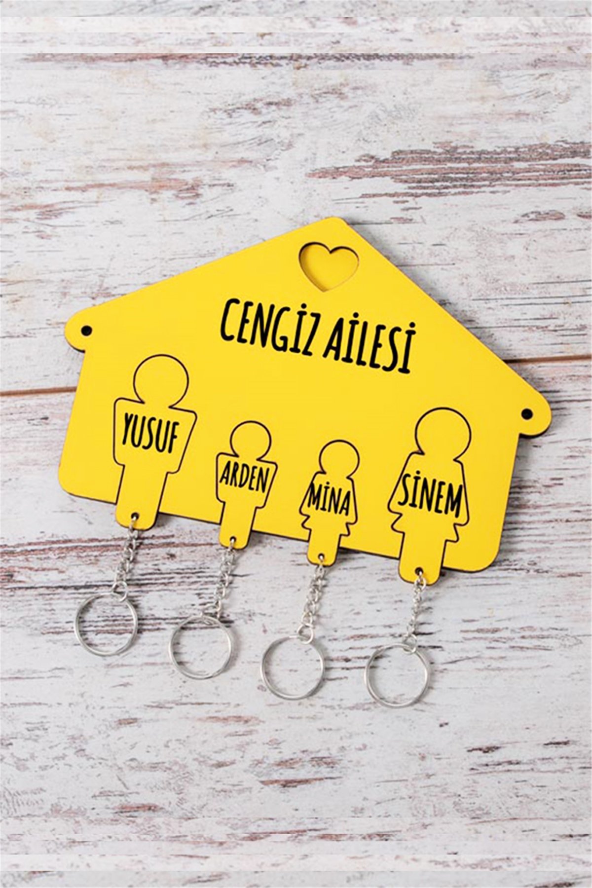 Kişiye Özel Dört Anahtarlıklı Renkli Anahtarlık Askısı